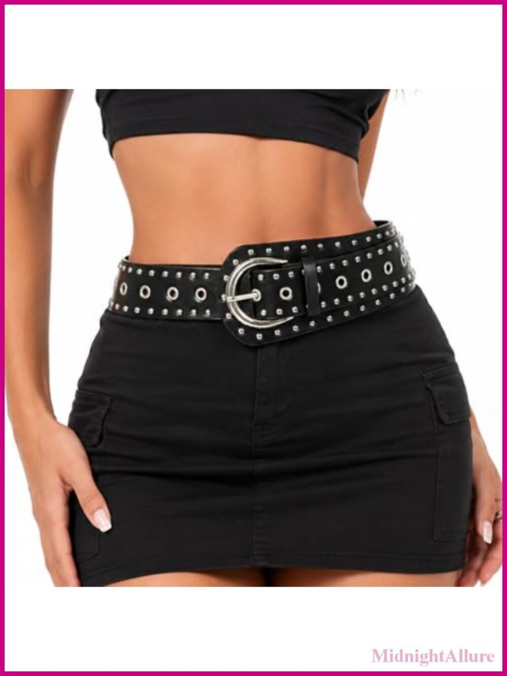 Studded PU Leather Punk Belt Adjustable Chunky Y2K Waist Belt